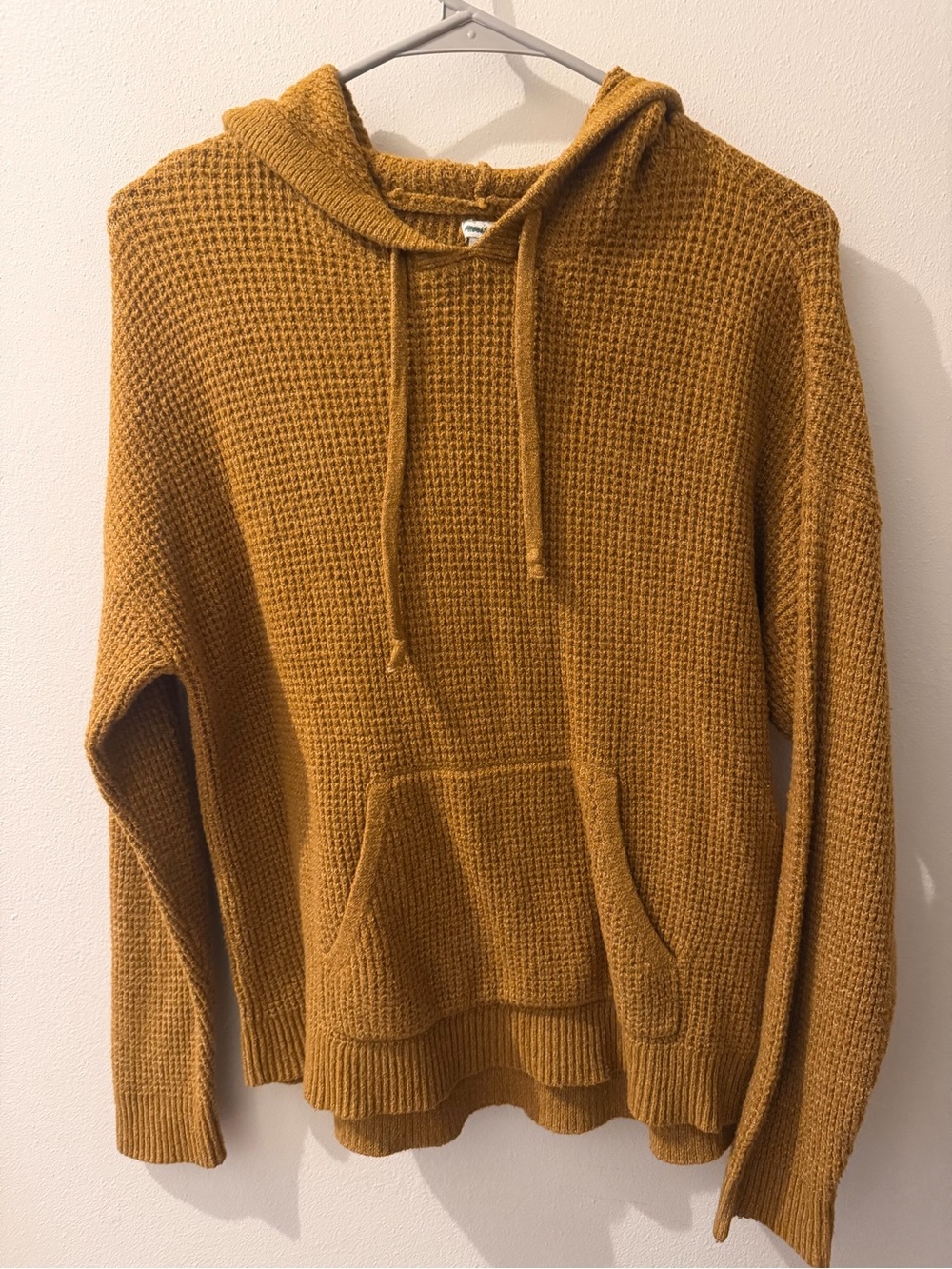 aerie Textured-Knit Hooded Sweater - Mustard